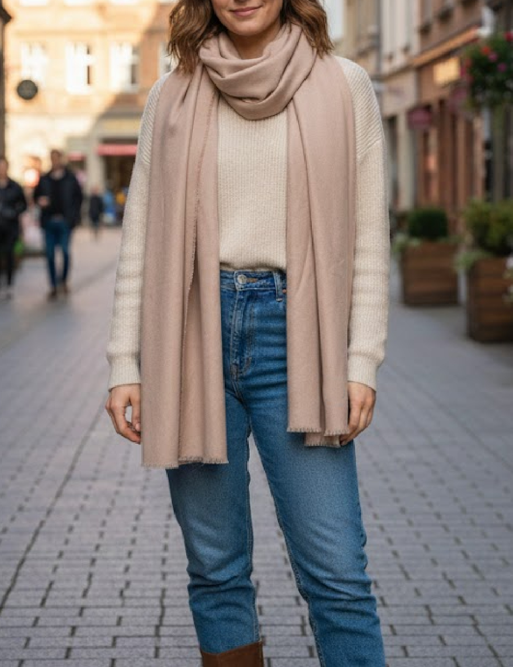 Esarfa Pull&Bear, crem