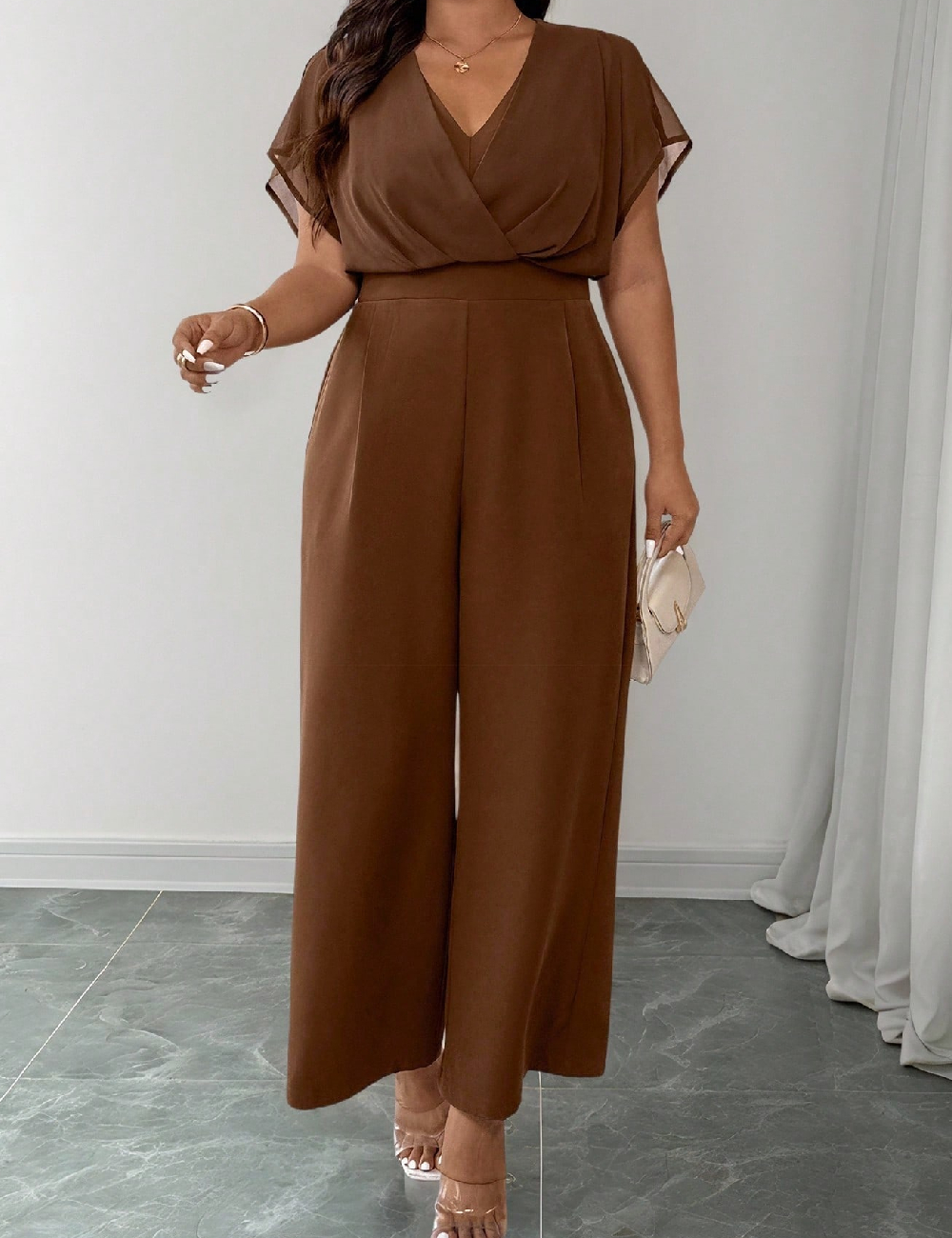 Salopeta SHEIN CURVE, maro