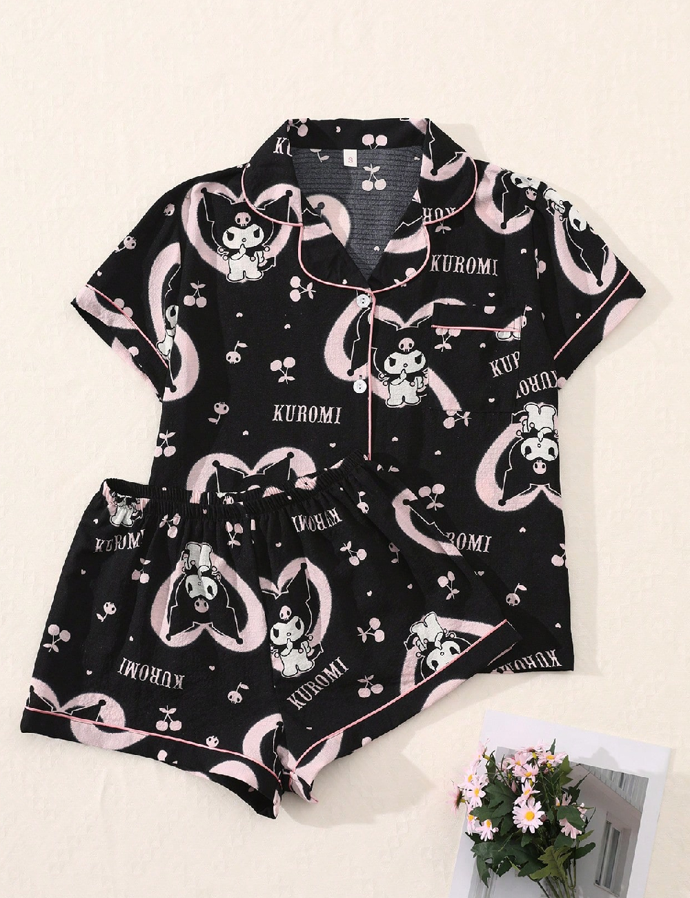 Pijama SHEIN, roz/negru