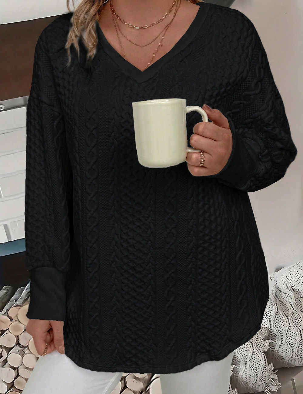 Bluza SHEIN CURVE, negru