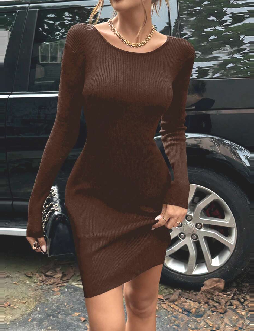 Rochie scurta SHEIN, maro