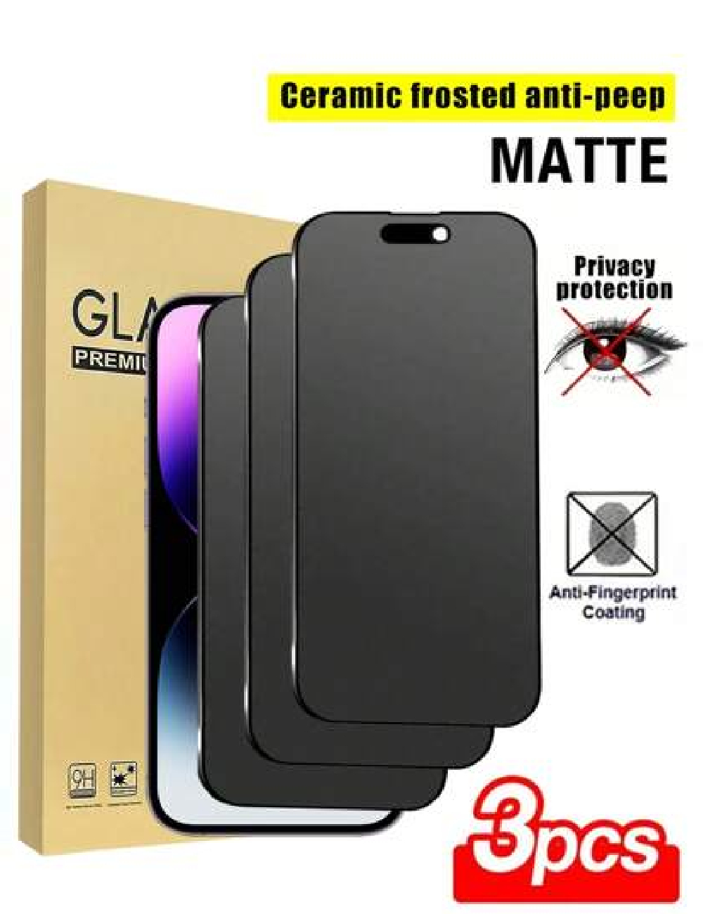 Set folie sticla iPhone 13 Pro Max 3 bucati SHEIN, negru