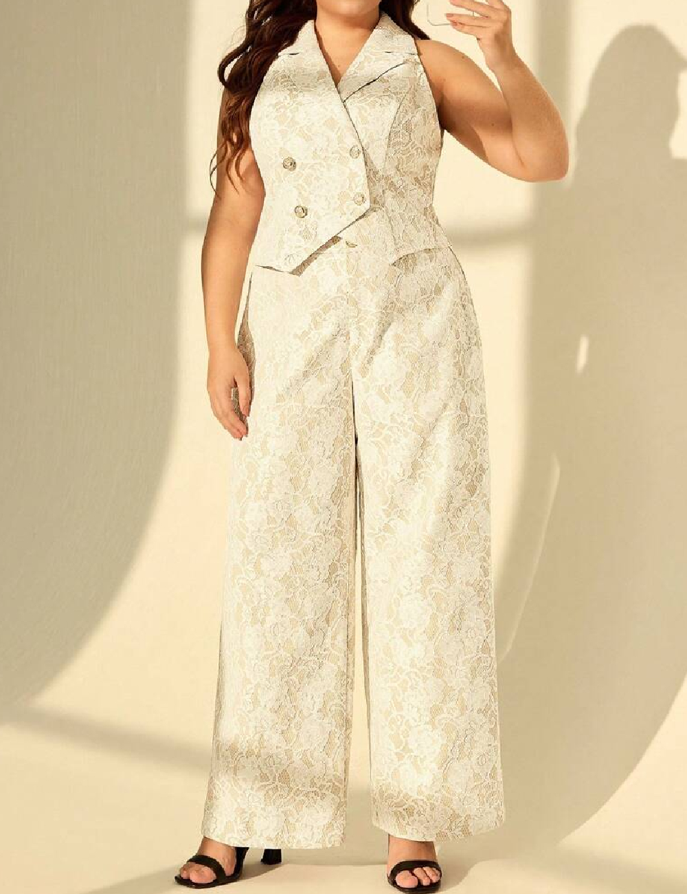 Compleu SHEIN CURVE, alb/crem