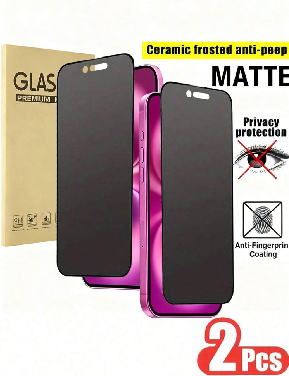 Set folie sticla iPhone 12 Pro 2 bucati SHEIN, negru