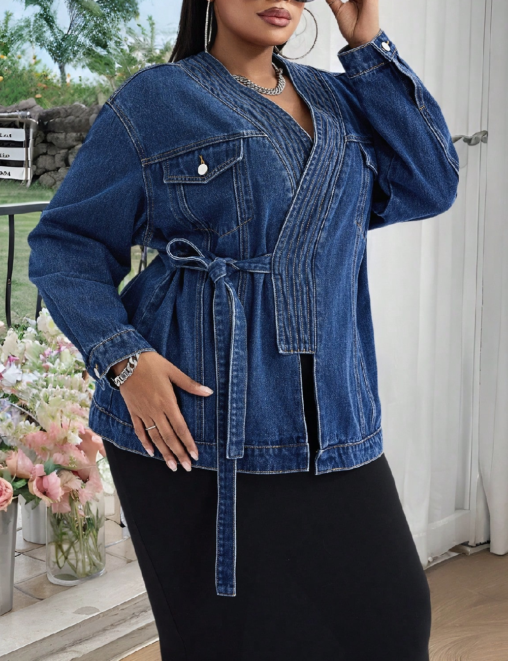 Jacheta SHEIN CURVE, bleumarin