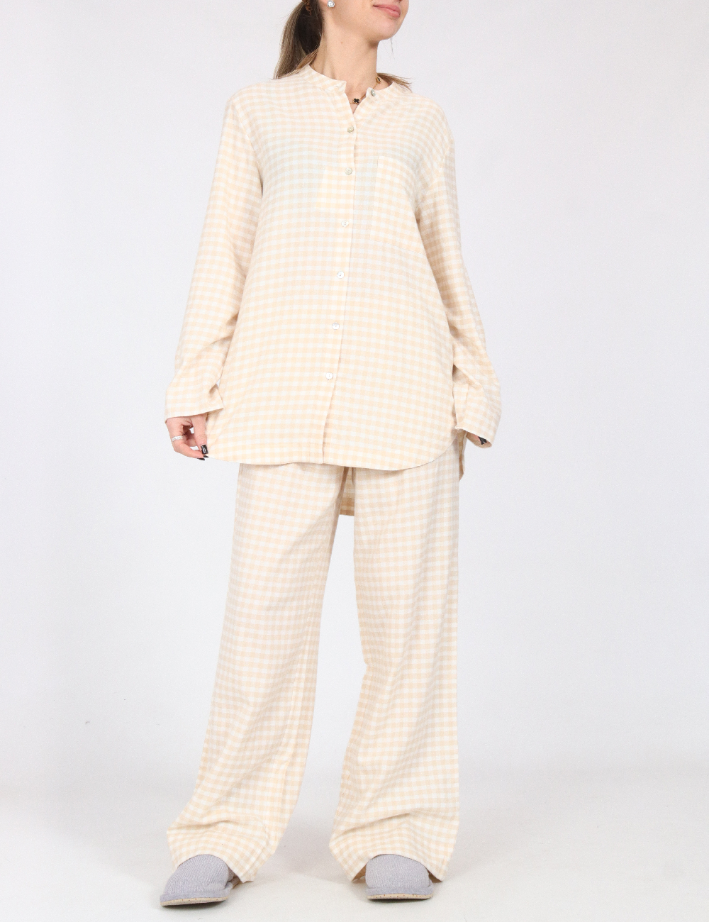 Pantaloni de pijama Massimo Dutti, crem