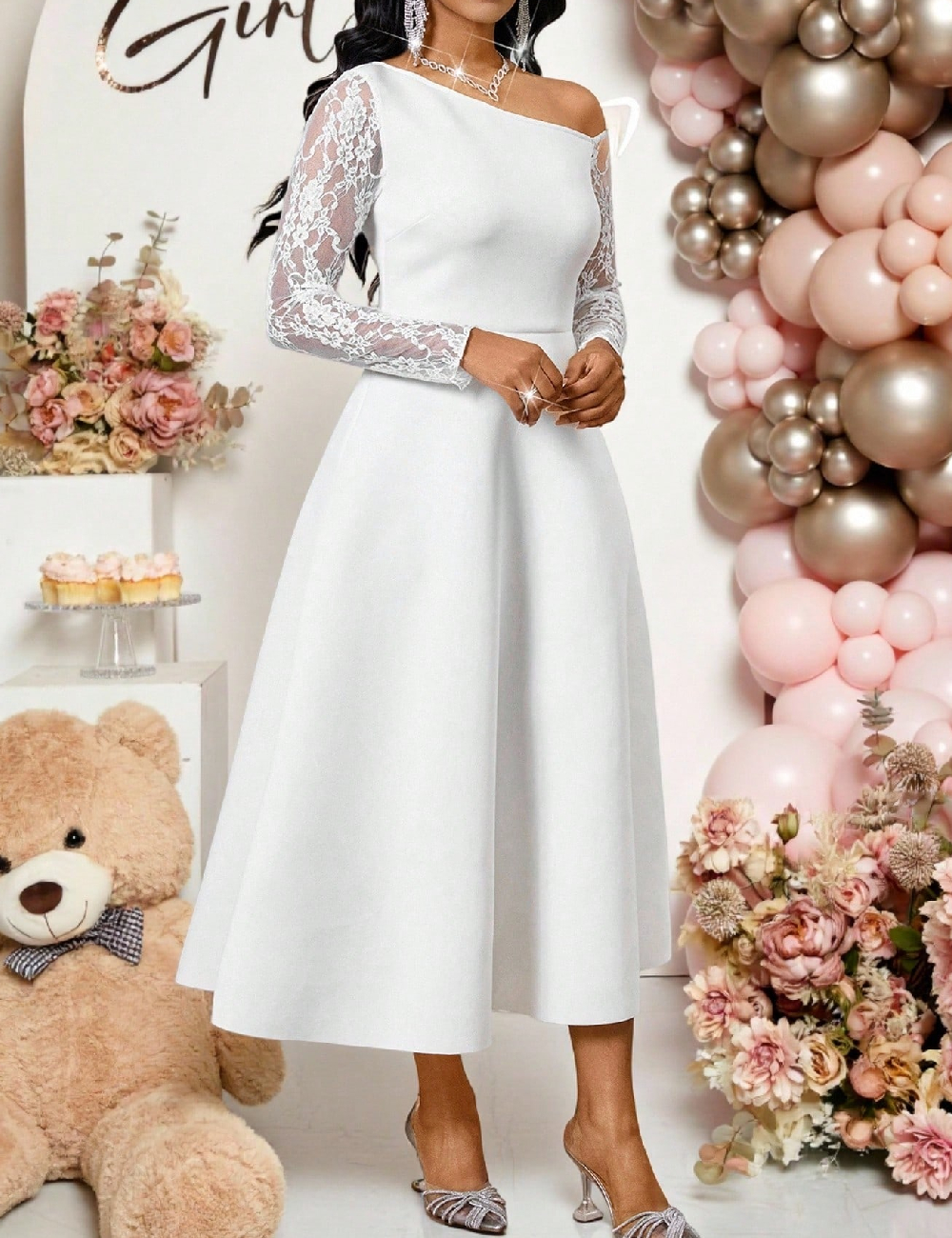 Rochie lunga SHEIN, alb