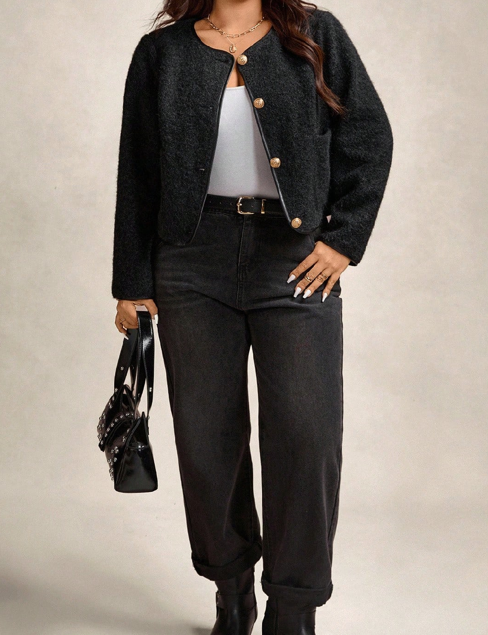 Jacheta SHEIN CURVE, negru