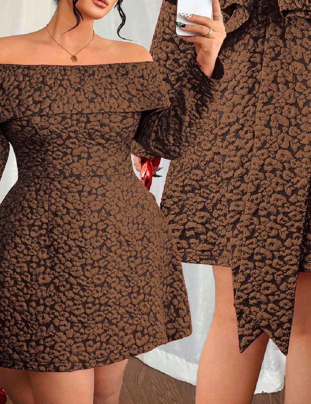 Rochie scurta SHEIN CURVE, maro