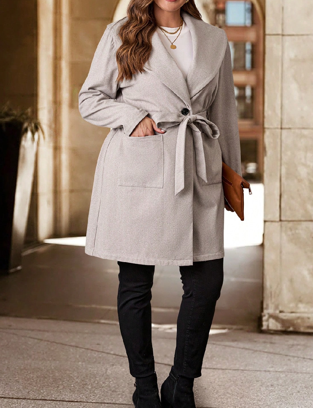 Palton SHEIN CURVE, gri