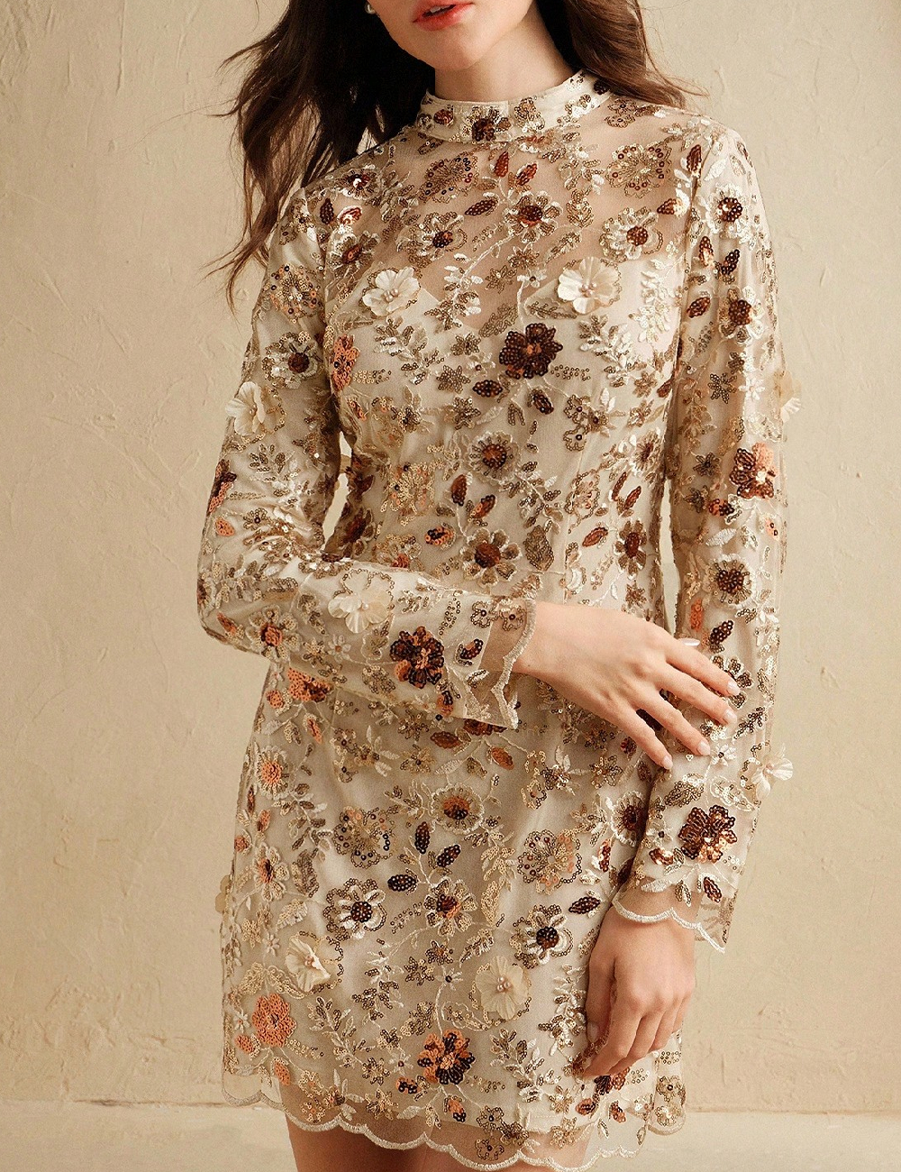 Rochie scurta Anewsta, crem