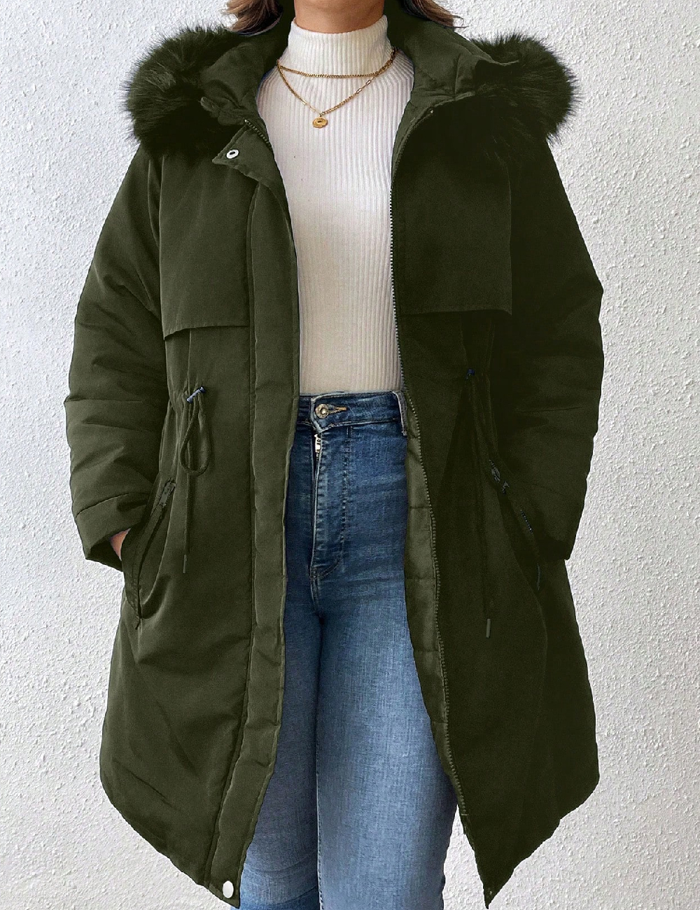 Geaca SHEIN CURVE, verde