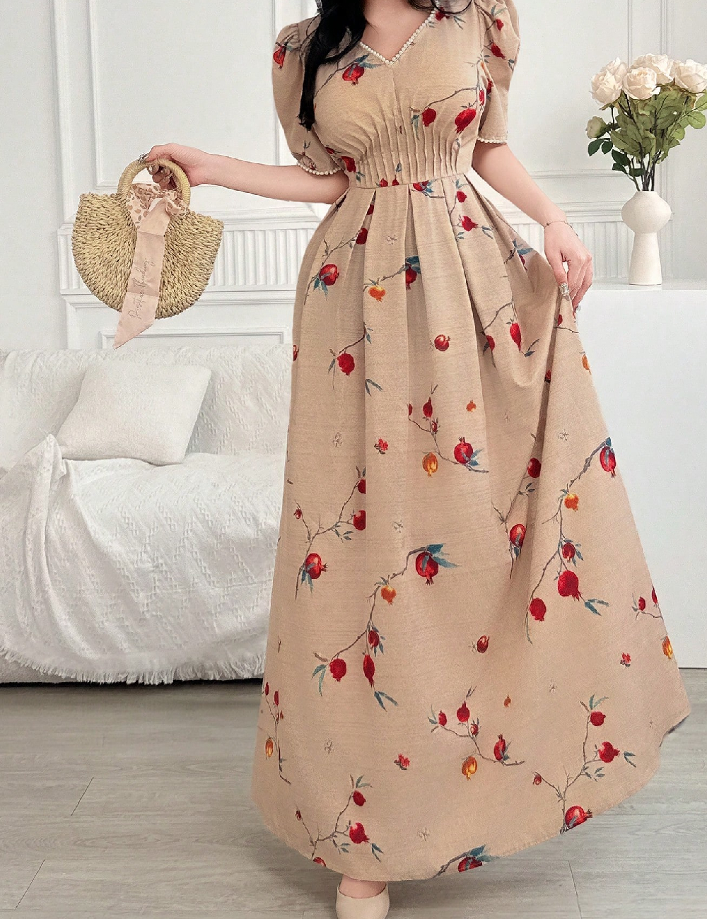 Rochie lunga SHEIN, crem