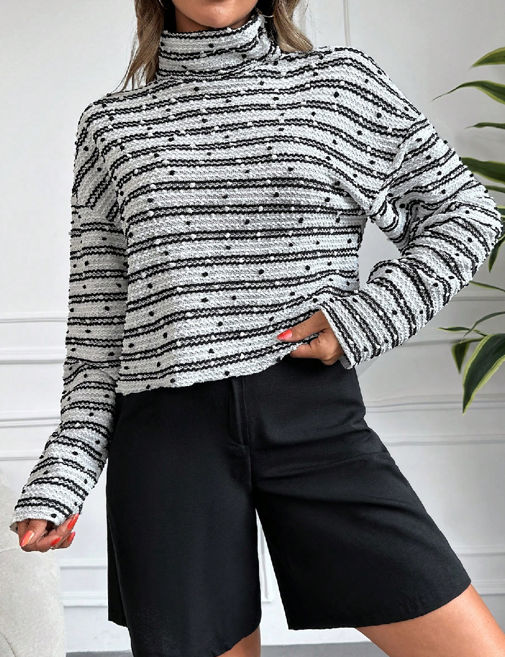 Bluza SHEIN, alb/negru