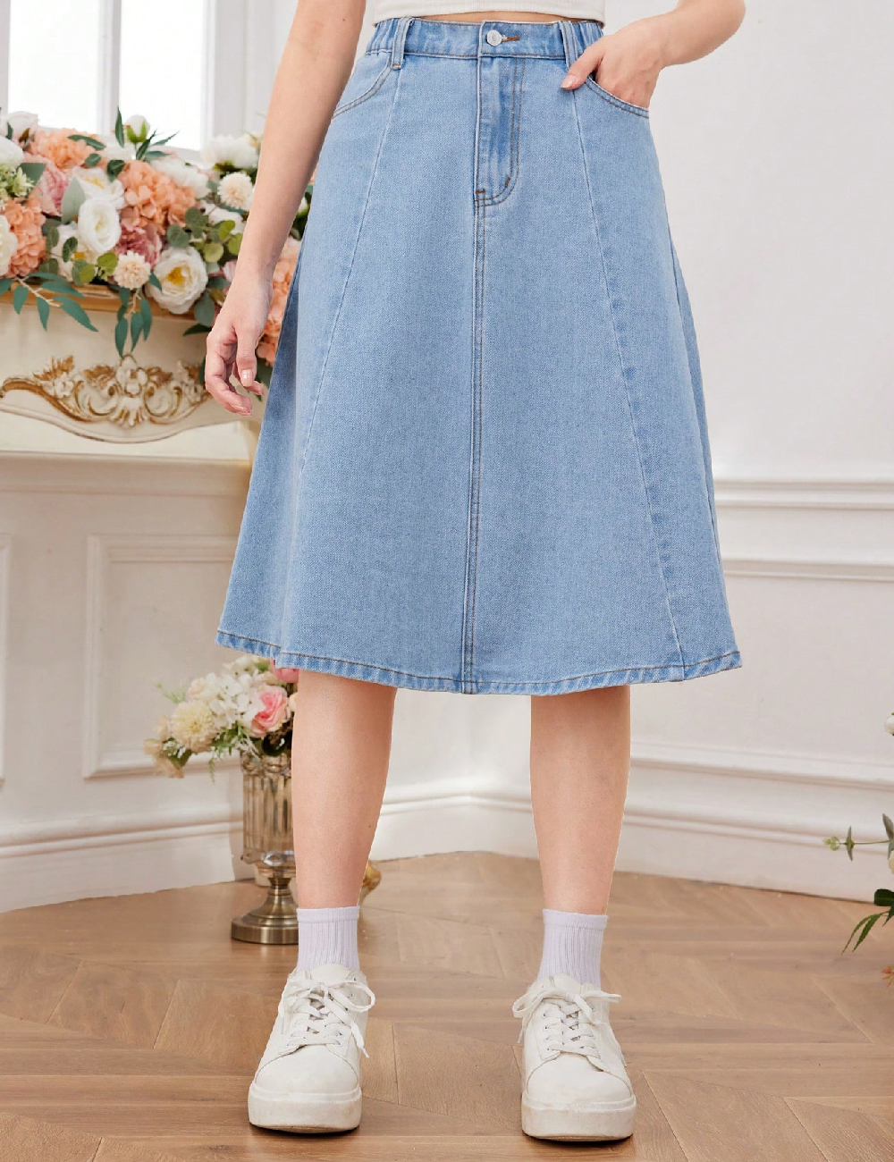 Fusta Shein Kids, albastru