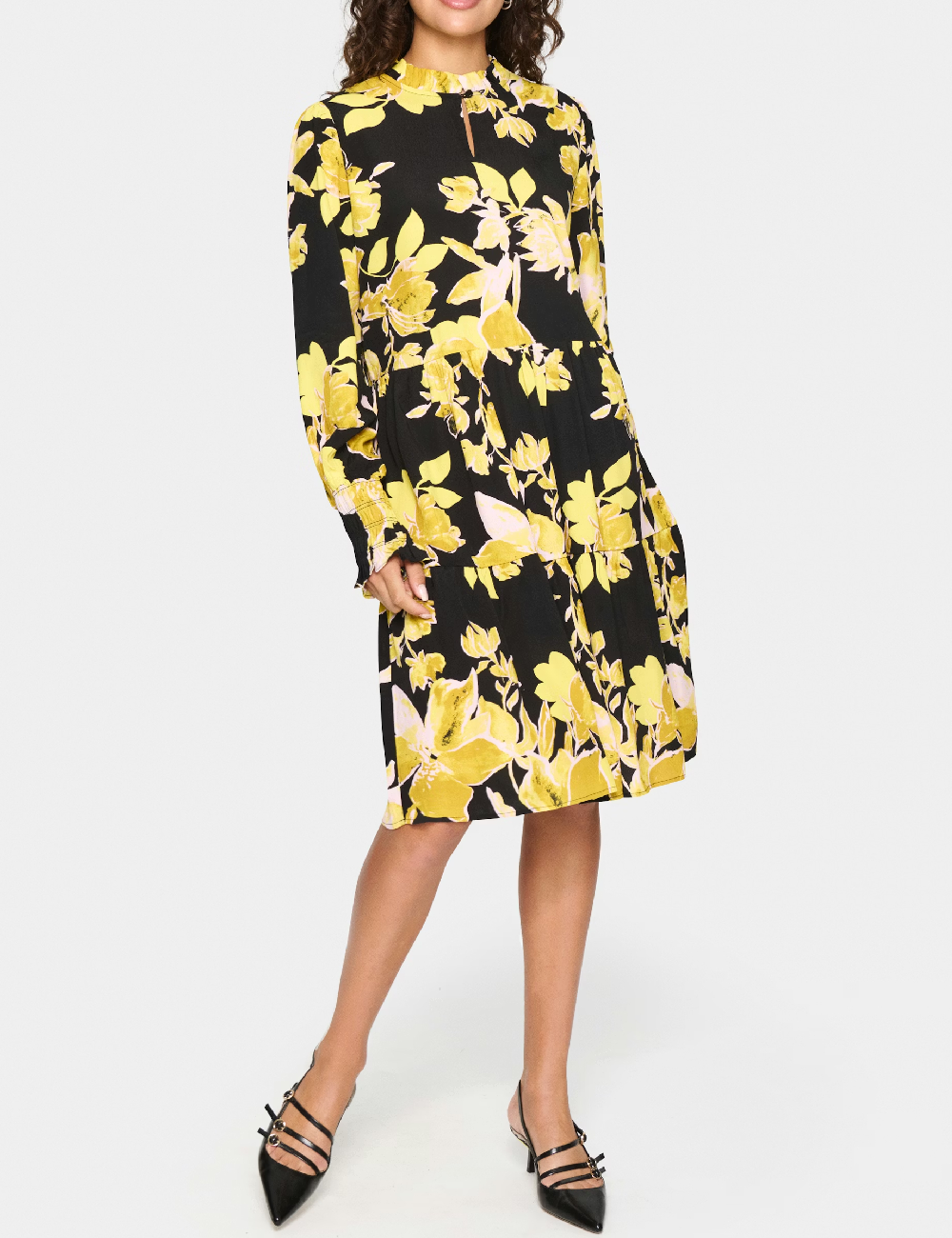 Rochie medie Saint Tropez, negru/galben