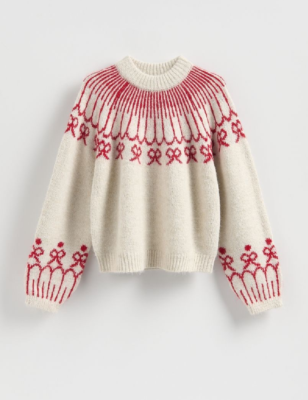 Pulover Reserved, ecru/rosu