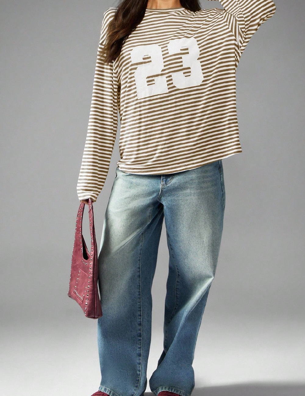 Bluza Oversize Missguided, maro/alb