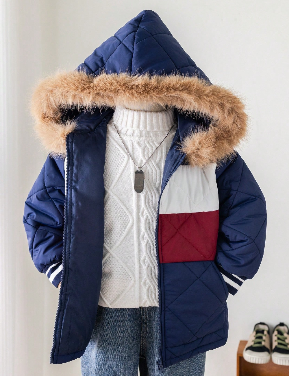 Geaca Shein Kids, bleumarin