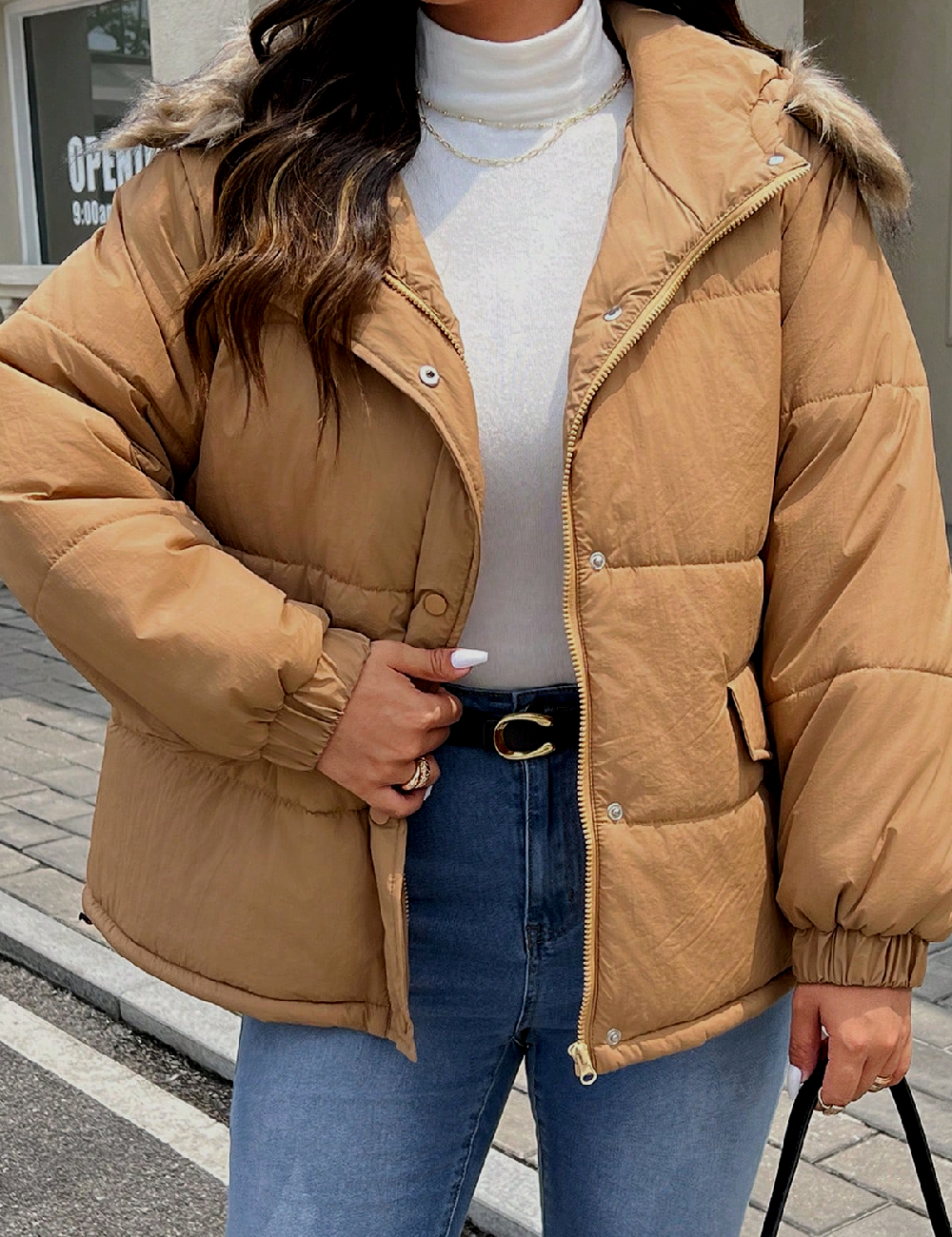 Geaca SHEIN CURVE, maro