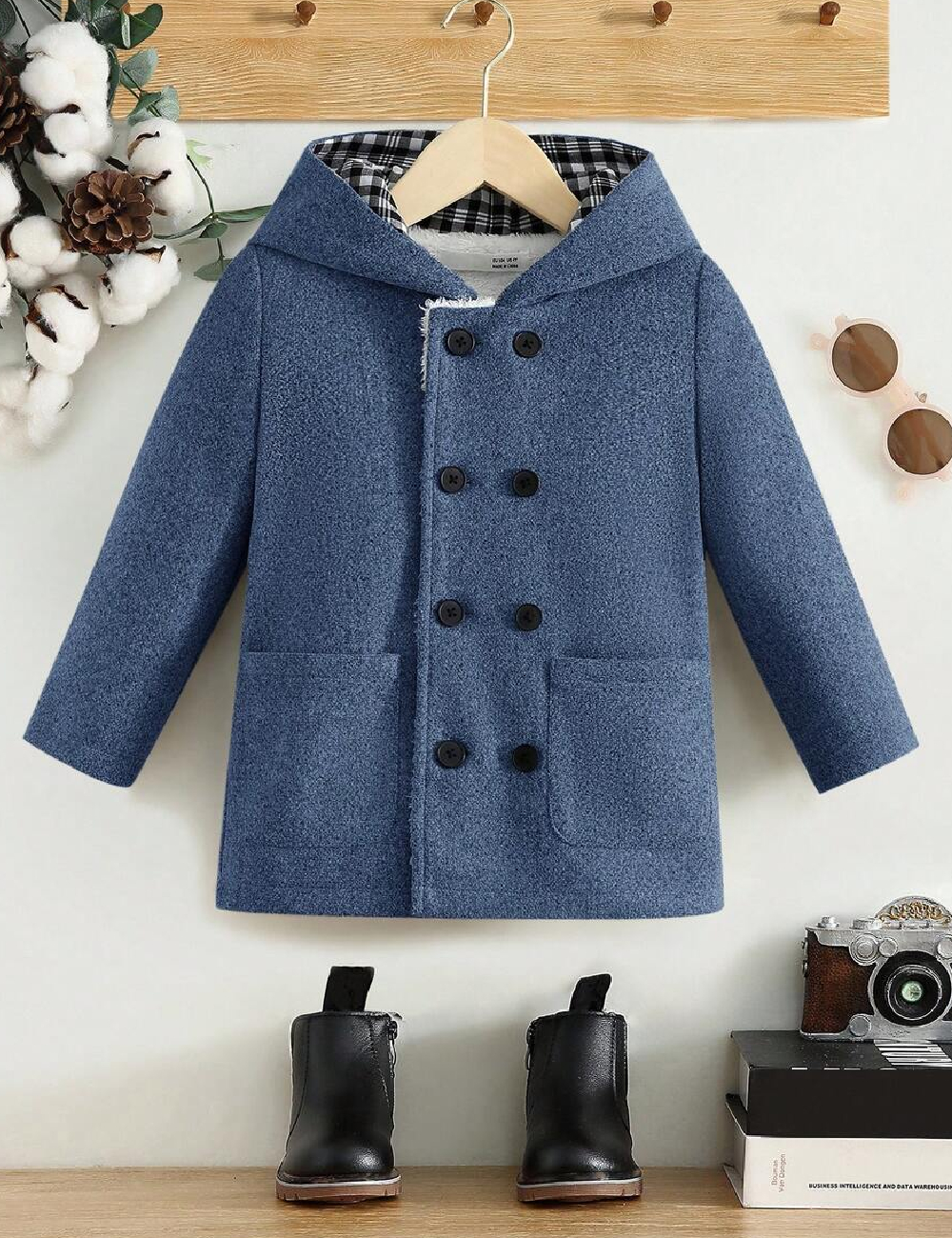 Jacheta de ploaie Shein Kids, albastru