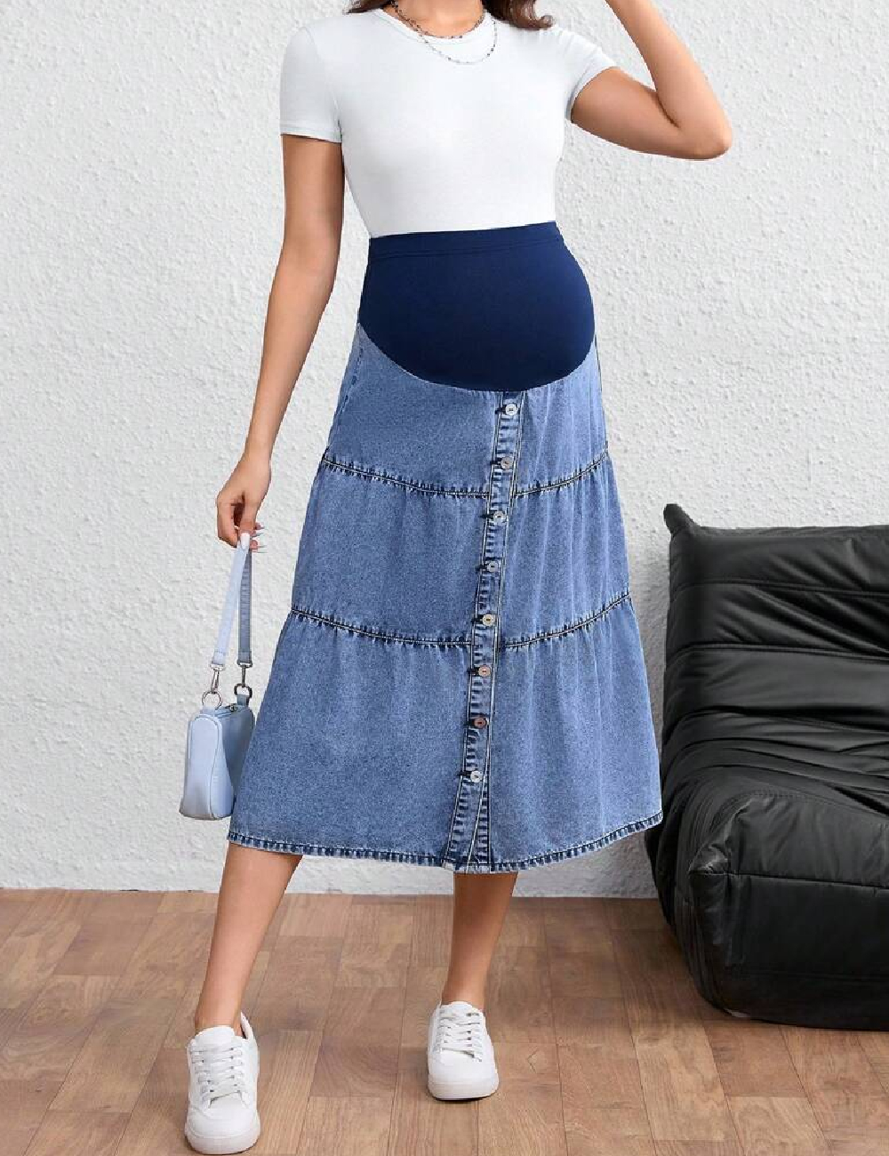 Fusta SHEIN Maternity, albastru