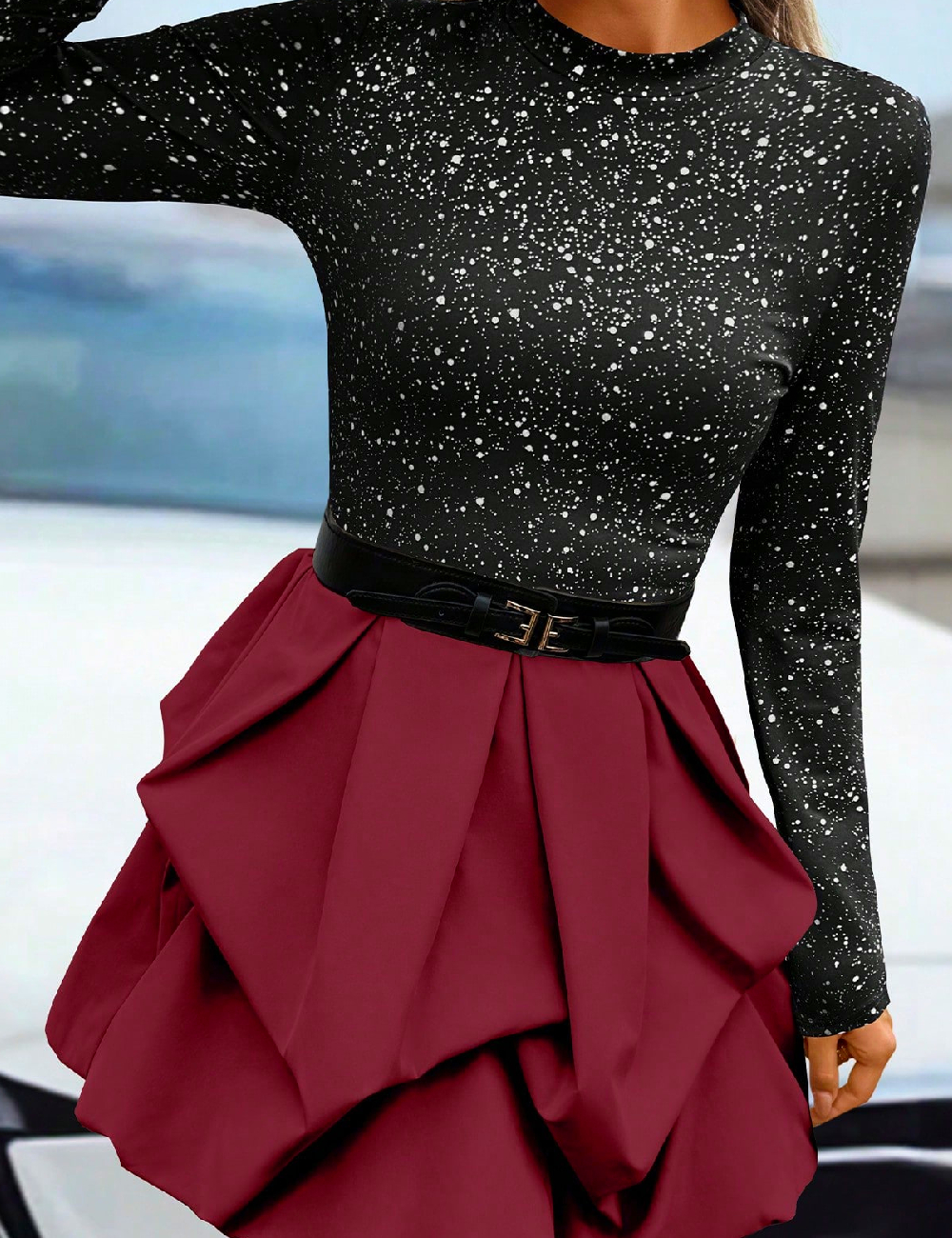 Rochie scurta SHEIN, negru/rosu