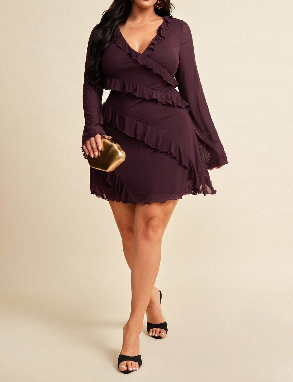 Rochie scurta SHEIN CURVE, pruna