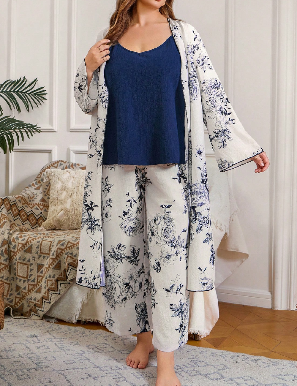 Pijama SHEIN CURVE, ecru