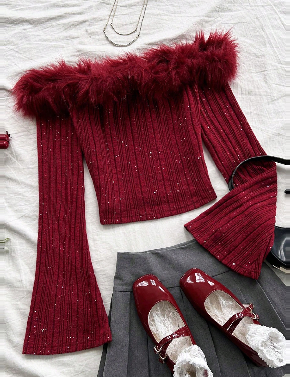 Top SHEIN CURVE, rosu