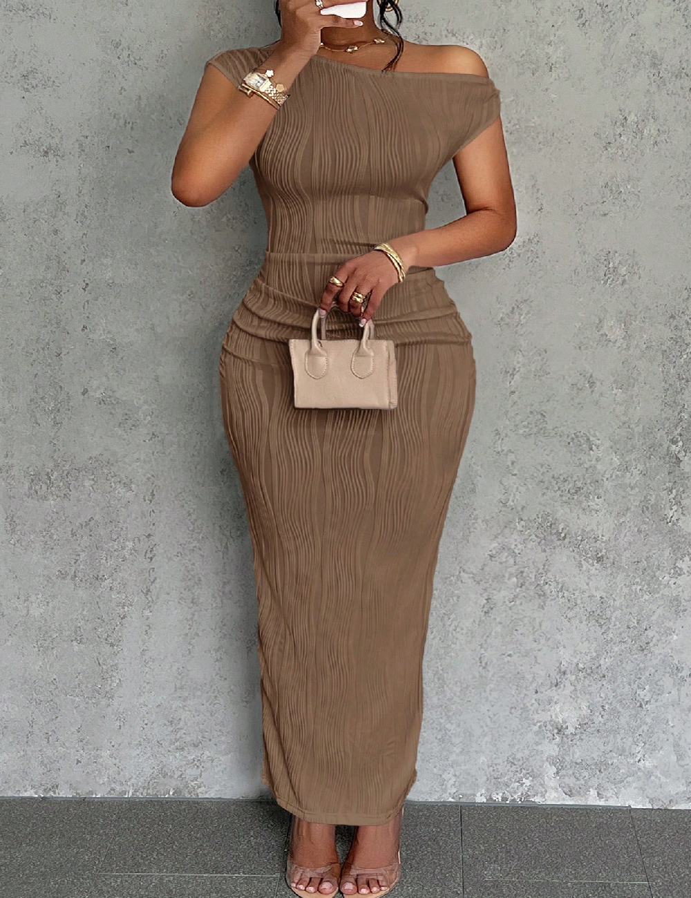 Rochie lunga SHEIN CURVE, maro