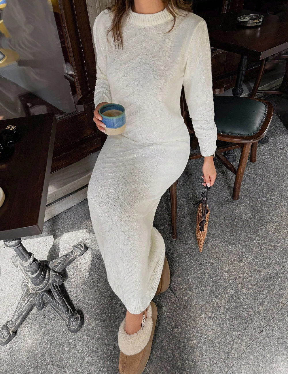 Rochie lunga SHEIN, ecru