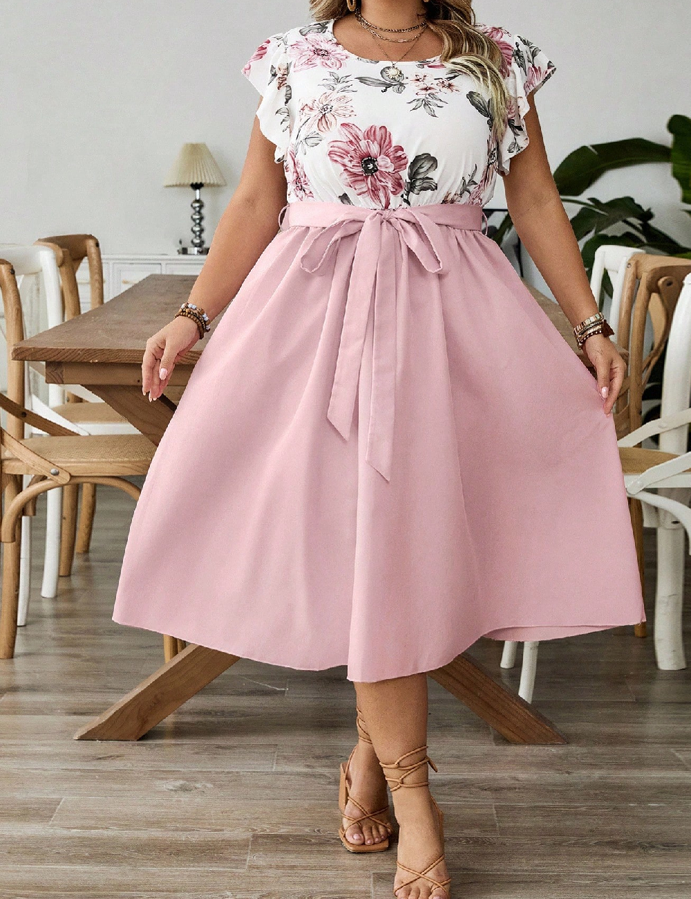 Rochie medie SHEIN CURVE, roz