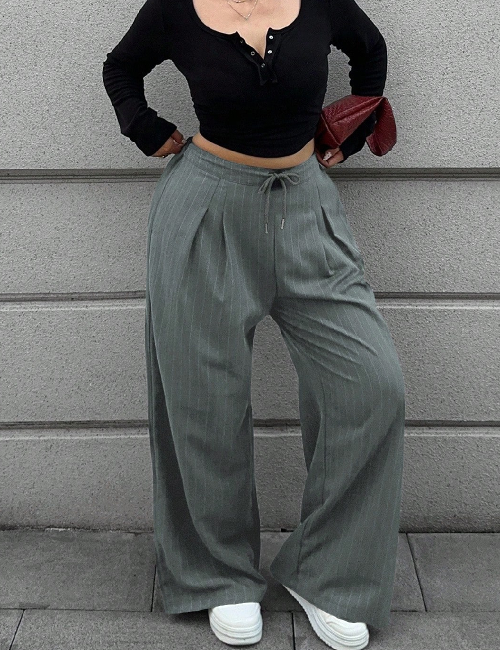 Pantaloni SHEIN CURVE, gri