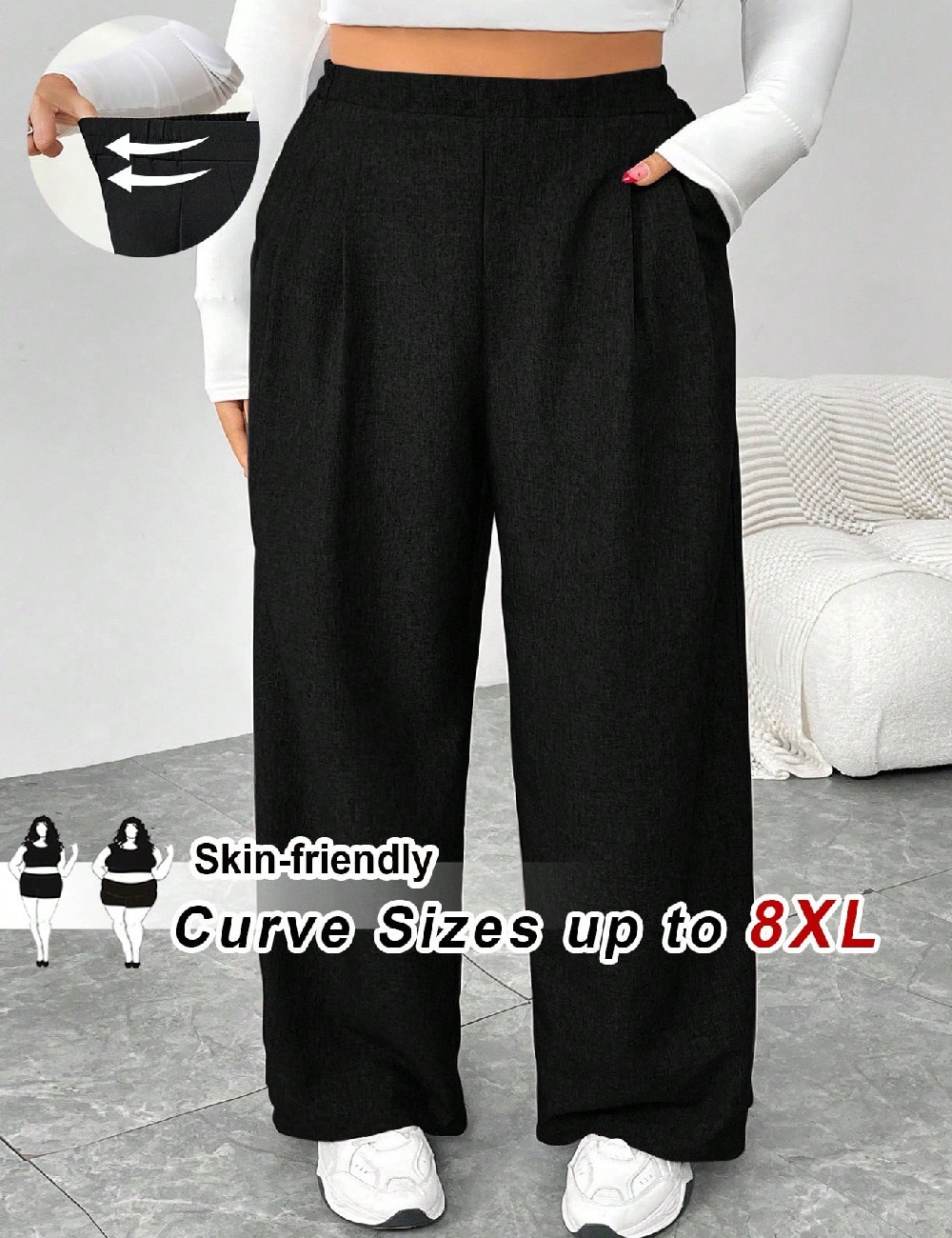 Pantaloni SHEIN CURVE, negru