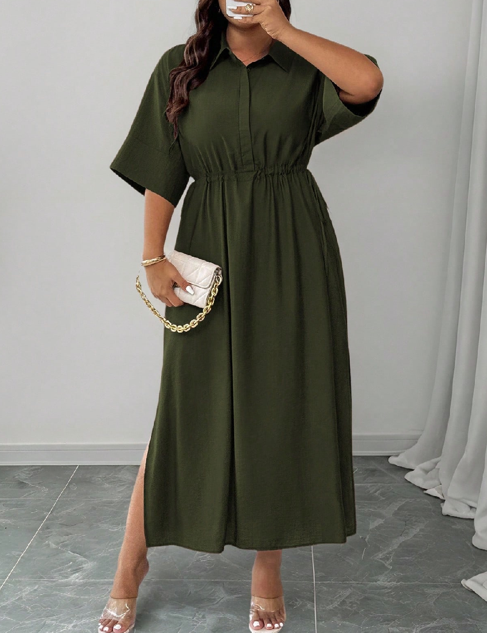Rochie lunga SHEIN CURVE, verde