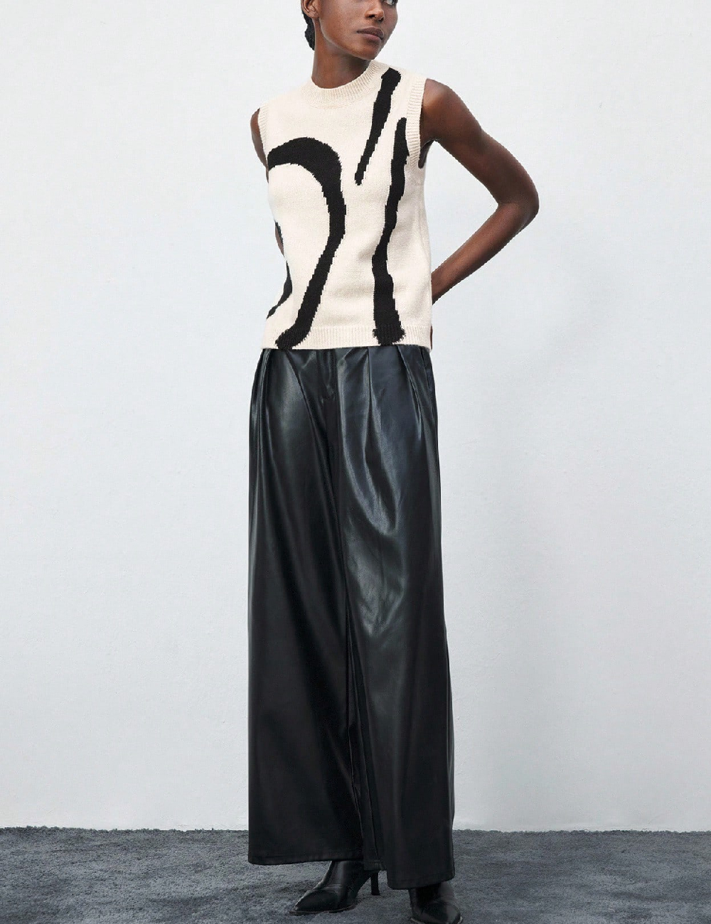 Vesta SHEIN, ecru/negru