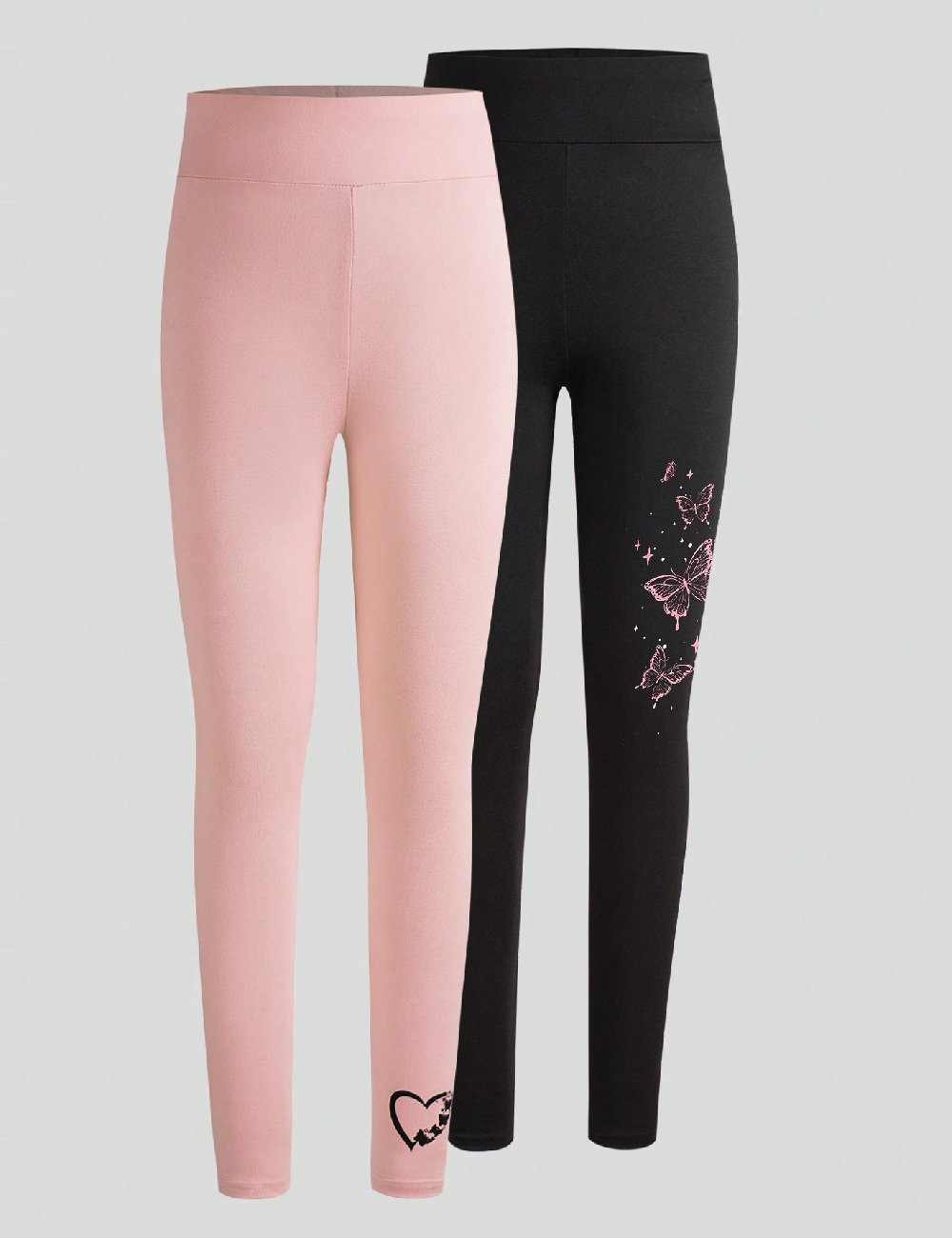 Set colanti Shein Kids, negru/roz