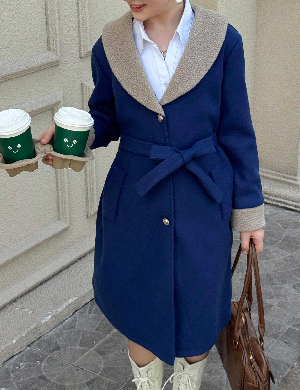 Palton Shein Kids, albastru