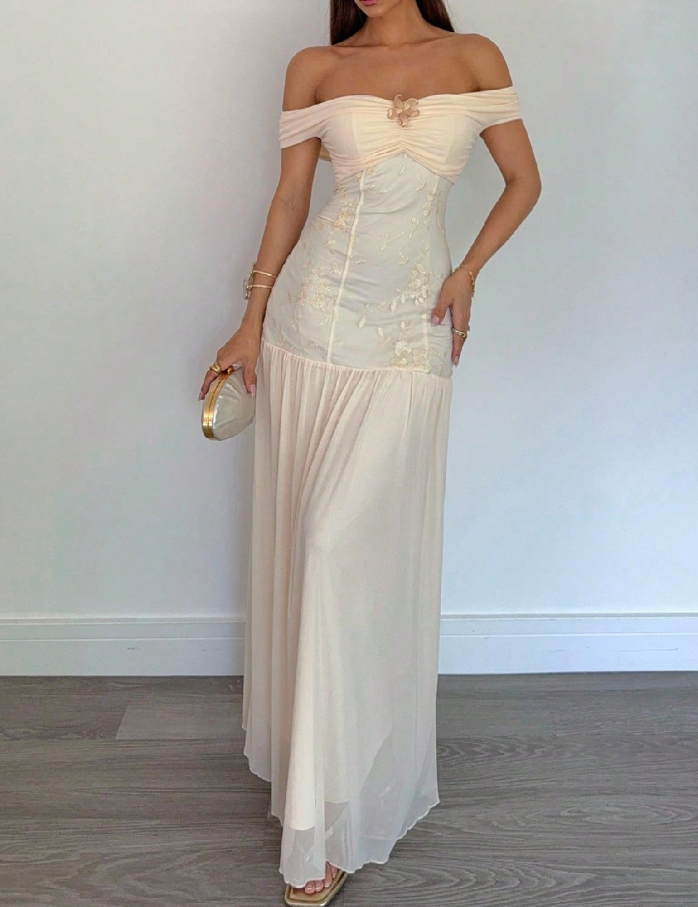 Rochie lunga SHEIN, crem