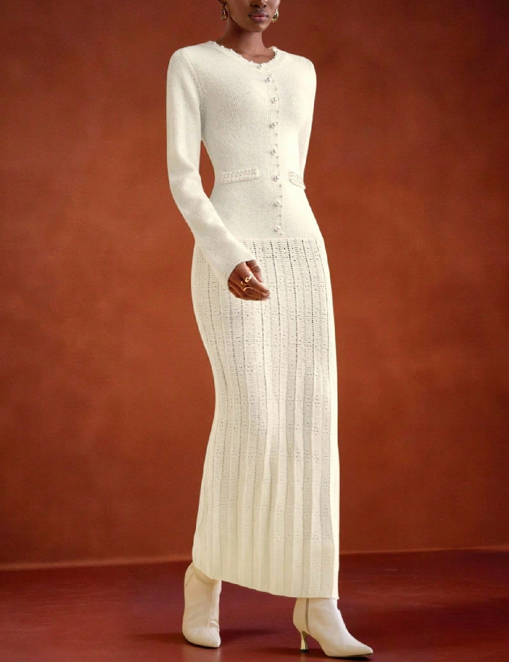 Rochie lunga SHEIN, ecru