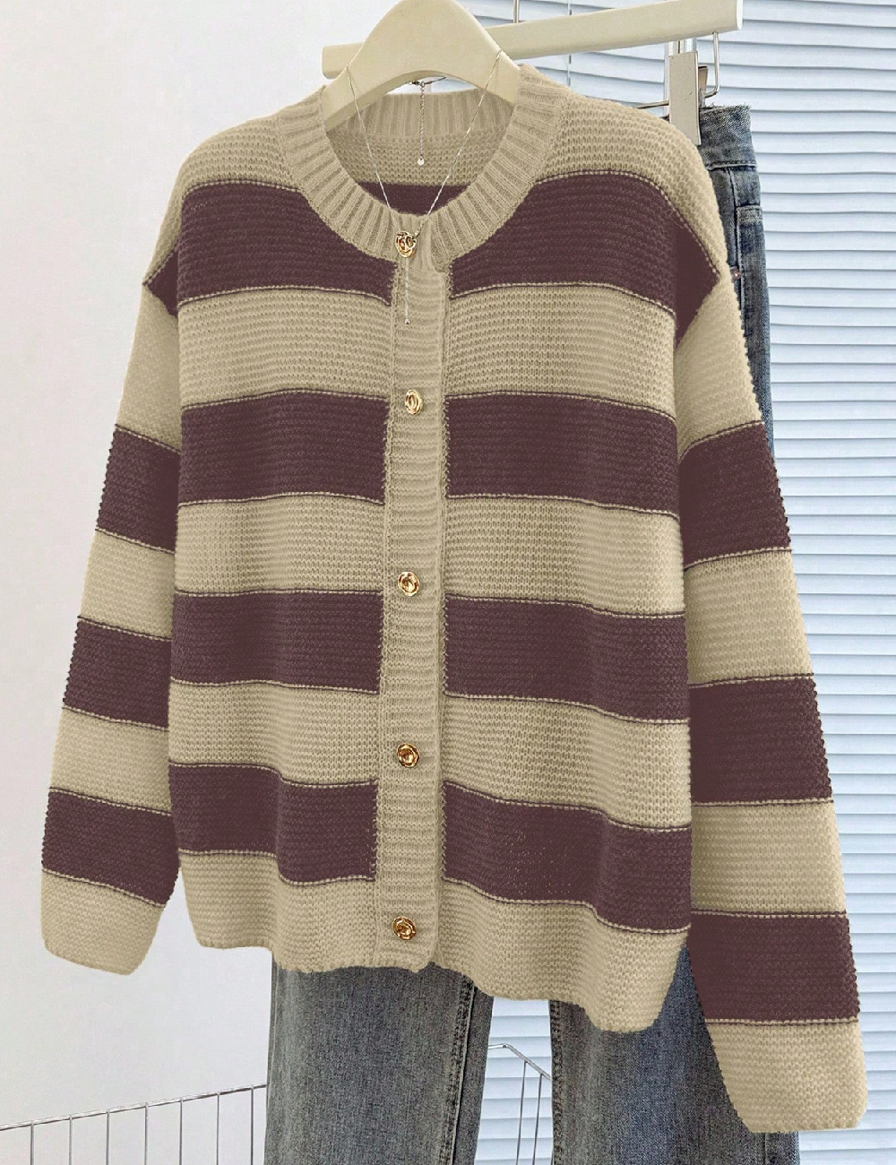 Cardigan SHEIN, crem/mov