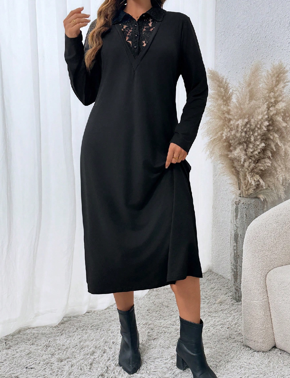 Rochie medie SHEIN CURVE, negru