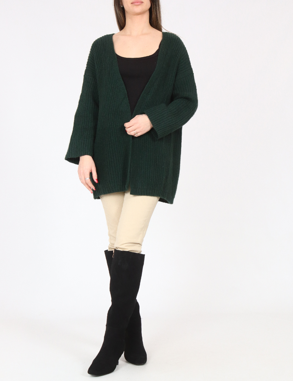 Cardigan Pull&Bear, verde inchis