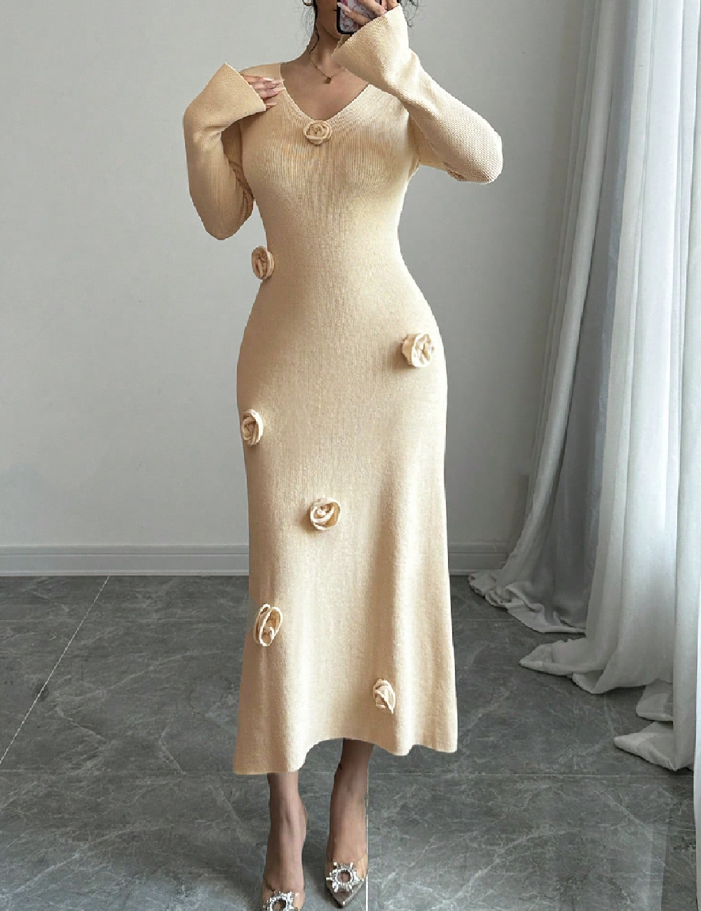 Rochie medie SHEIN, crem