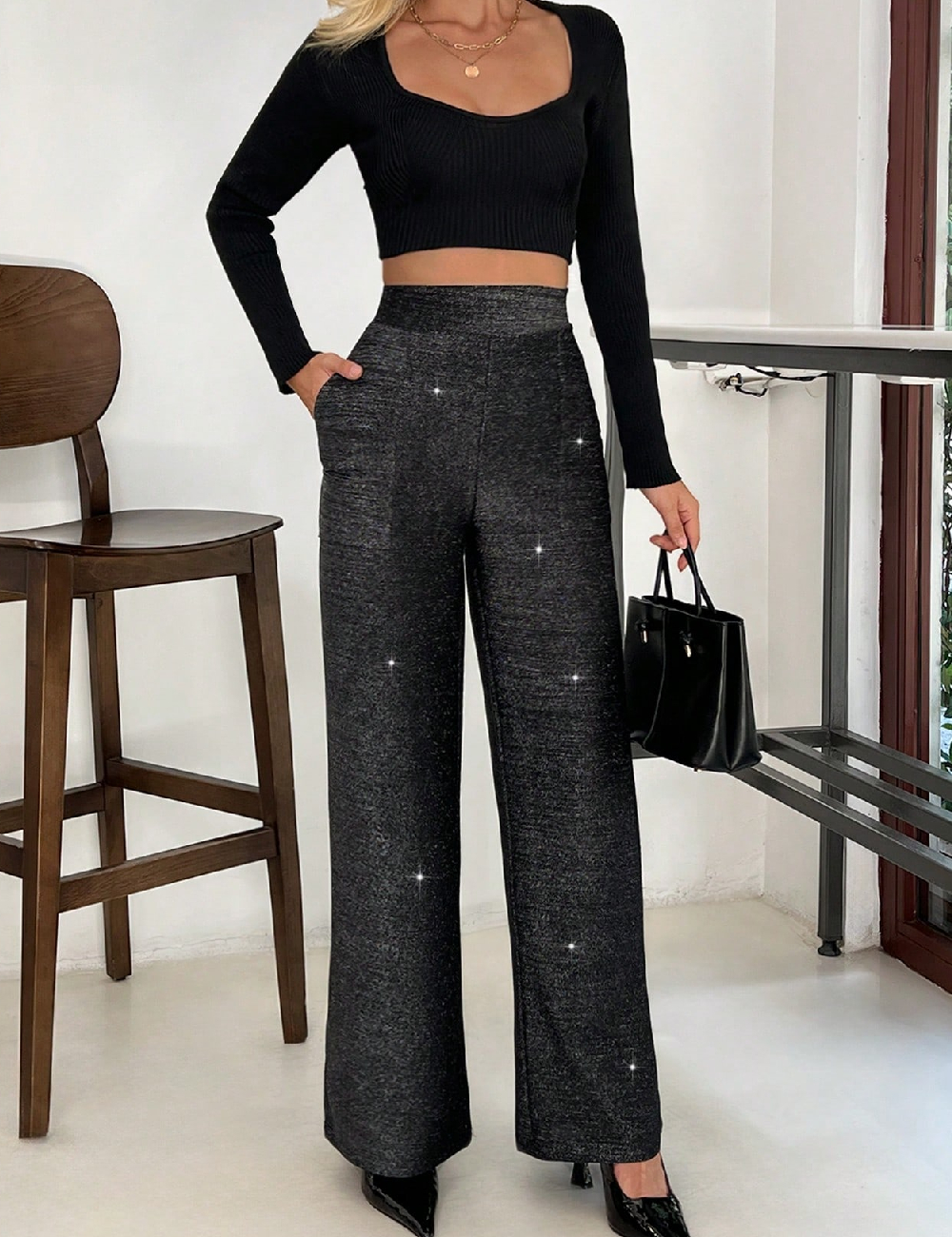 Pantaloni SHEIN, negru