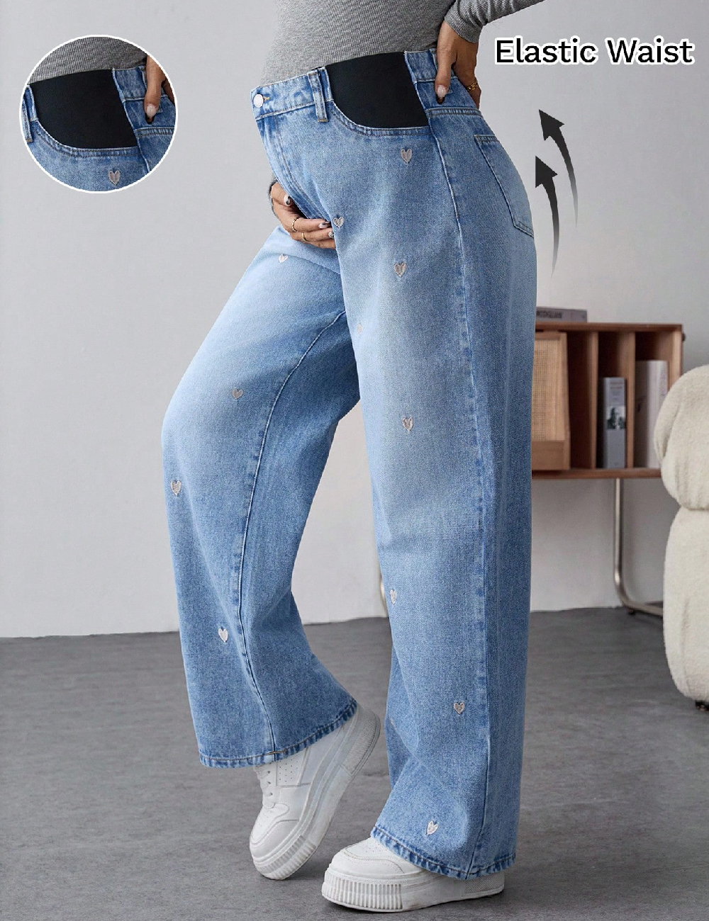 Blugi SHEIN Maternity, bleu