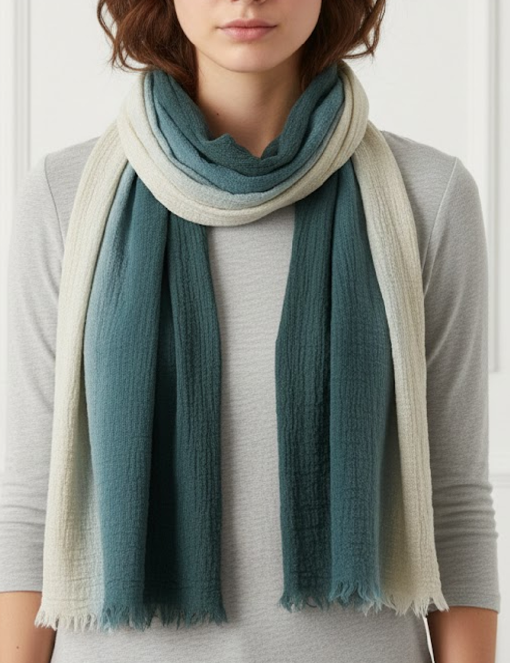 Esarfa Pull&Bear, albastru/crem