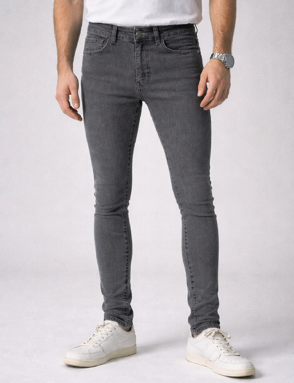 Blugi Bershka, gri inchis