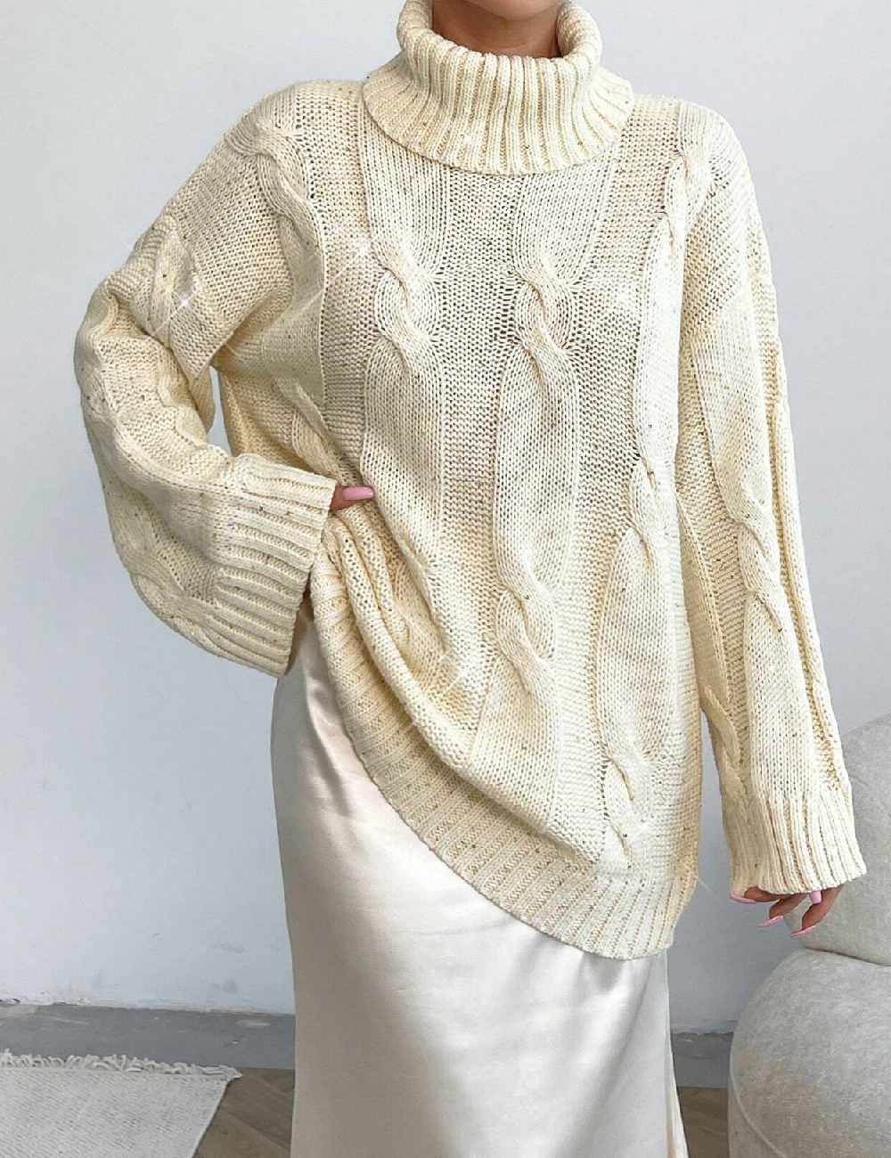 Pulover Oversize SHEIN, crem